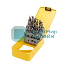 Набор сверл по металлу, 1-13мм (через 0,5мм), HSS, цилиндрический хвостовик, металлический кейс, 25 шт. Kranz