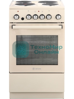Плита электрическая De Luxe 5004.16э 016 бежевый, конфорок 4 шт, духовка 46 л, гриль, 50 см x 85 см x 50 см