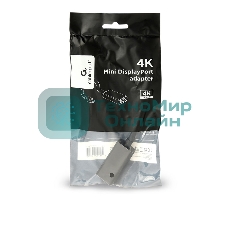 Переходник miniDisplayPort -> DisplayPort, Cablexpert A-mDPM-DPF4K-01, 4K, 20M/20F, длина 16см, черный, пакет