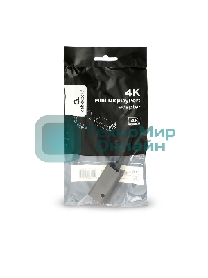 Переходник miniDisplayPort -> DisplayPort, Cablexpert A-mDPM-DPF4K-01, 4K, 20M/20F, длина 16см, черный, пакет