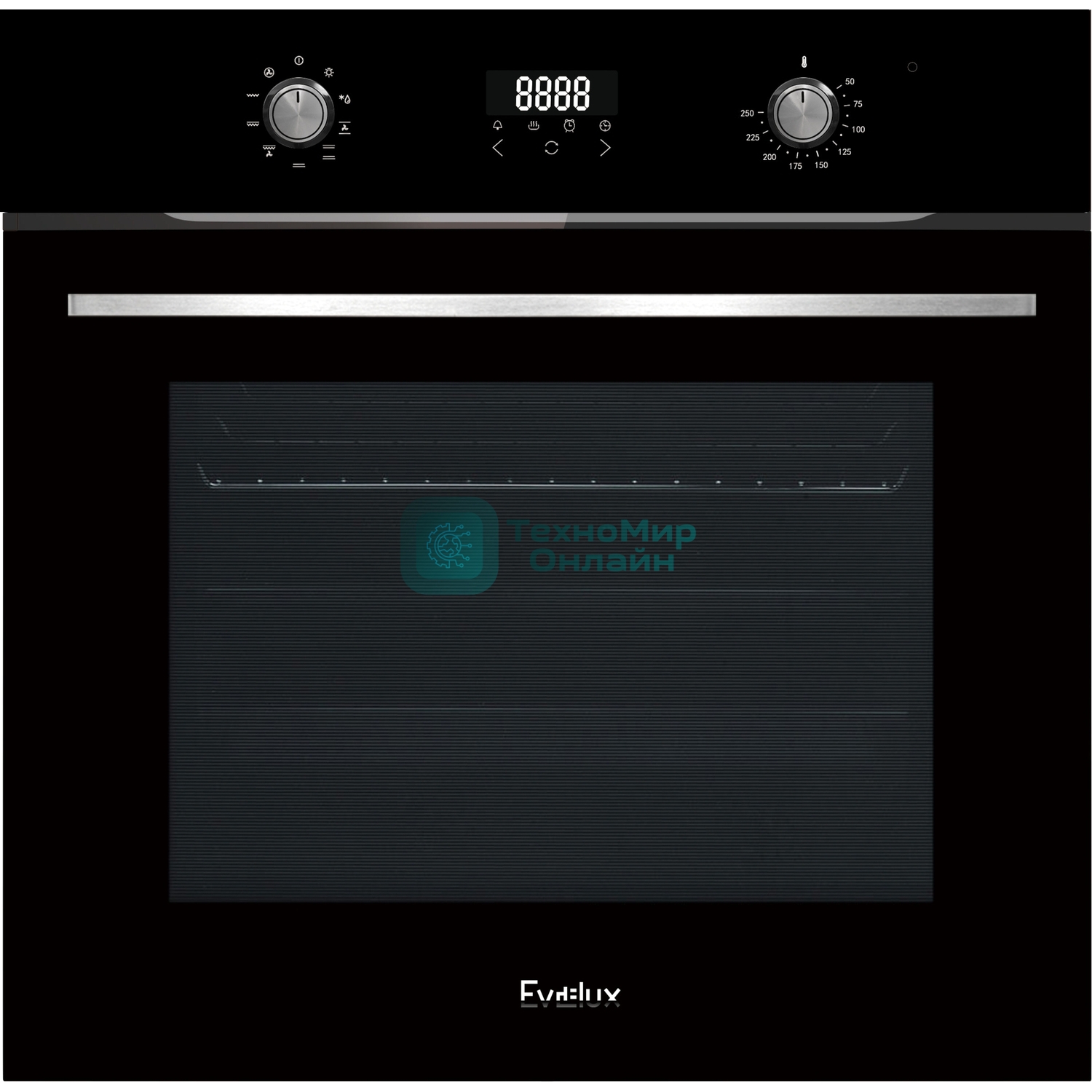 Встраиваемый электрический духовой шкаф Evelux EO 635 PB, черное стекло