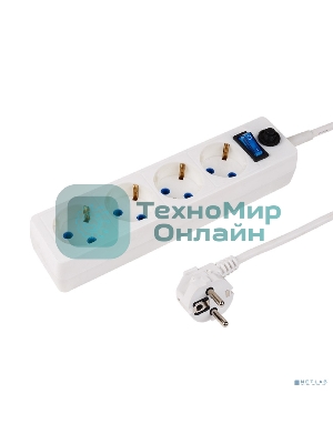 Сетевой фильтр PROconnect STANDARD 4 гнезда, 3 м, 3х0.75 мм², с/з + автовыкл., белый