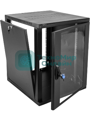 Шкаф ЦМО телекоммуникационный настенный сварной 15U (600 500) съемные стенки, дверь стекло, черный