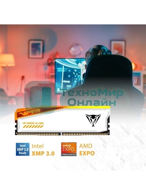 Оперативная память Patriot Viper Elite 5 TUF Gaming, DDR5, 48GB (2x24 GB), 6000 MHz, CL36, DIMM, радиатор, RGB, белый
