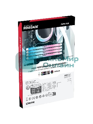Оперативная память Kingston Fury Renegade, DDR5, 32Gb (2x16Gb), 7600MHz, CL38, DIMM, радиатор, RGB, белый