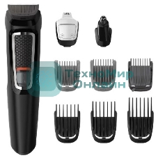 Триммер Philips MG3740/15 черный (насадок в компл:9шт)