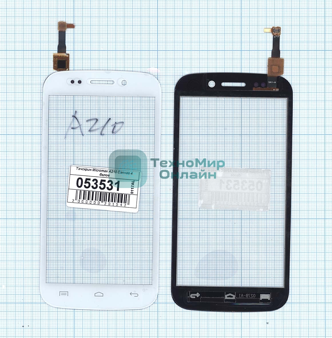 Сенсорное стекло (тачскрин) для Micromax A210 Canvas 4 белое