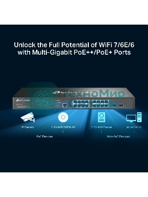 Коммутатор TP-Link SG3218XP-M2 (L2+) 16x2.5Гбит/с 2xКомбо(10Gbase-T/SFP+) 2SFP+ 8PoE+ 240W управляемый