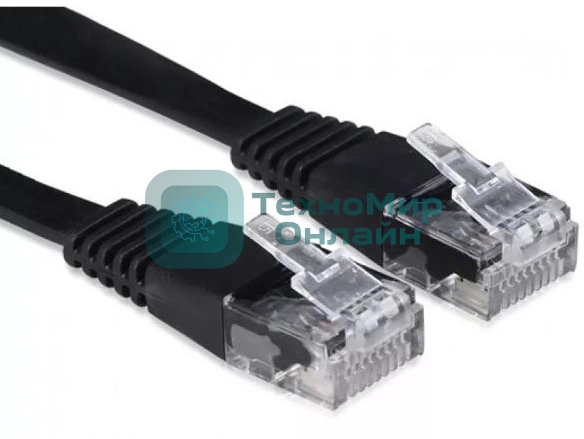 Патч-корд Buro BU-С6-FLAT-1.5M-B cat.5E molded 1.5м черный RJ-45 (m)-RJ-45 (m)