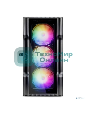 Компьютерный корпус 1STPLAYER TRILOBITE T3-G Black, mATX, TG, 4x 120мм LED fans inc.