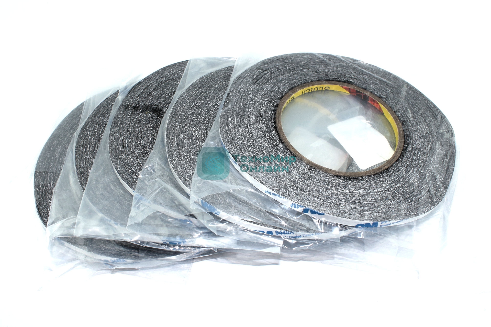 Скотч 3M двухсторонний для монтажа тачскринов, черный, ширина 5 мм, длина 55 м 5 шт. 112174