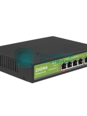 Коммутатор Digma DSP204G-2G-T80, 6×1 Гбит/с, неуправляемый