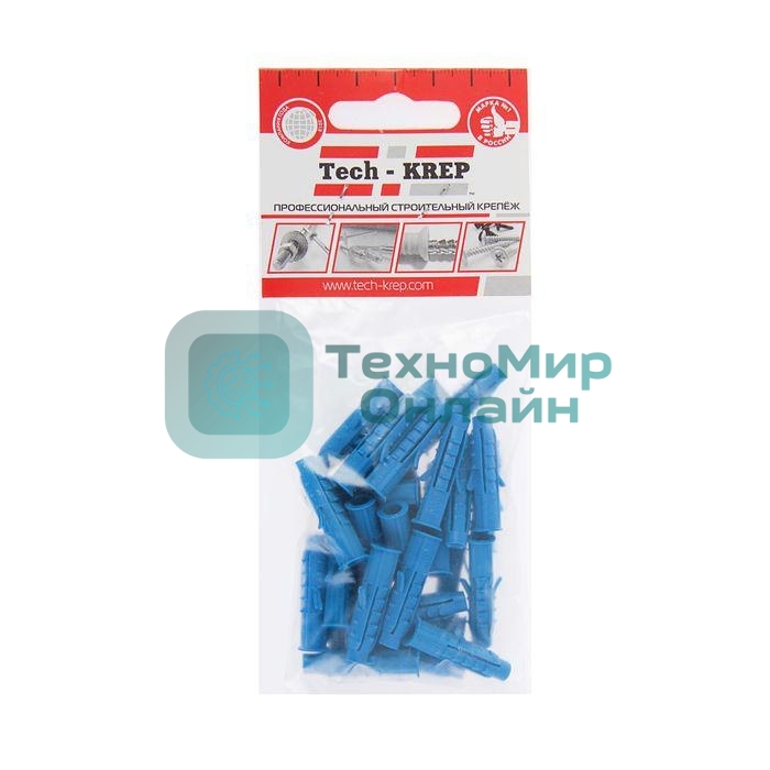 Дюбель распорный Чапай 6х30 шипы+усы полипропилен (уп. 30 шт) пакет Tech-Krep 111128