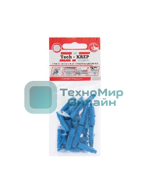Дюбель распорный Чапай 6х30 шипы+усы полипропилен (уп. 30 шт) пакет Tech-Krep 111128
