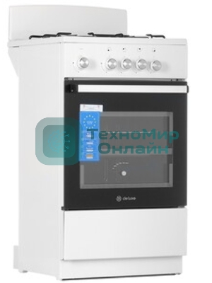 Плита газовая De Luxe 5040.48Г (Щ) белый, конфорок 4 шт, духовка 43 л, 50 см x 85 см x 50 см