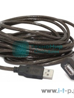 Кабель-удлинитель USB2.0 активный Gembird/Cablexpert UAE-01-5M, AM/AF, 5м
