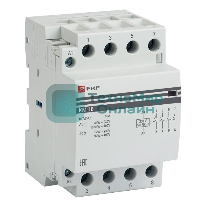 Контактор модульный EKF km-3-16-40 КМ 16А 4NO (3 мод.) PROxima