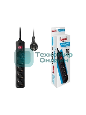 Сетевой фильтр Buro 500SH-5-B 5 м, 5 розеток, черный, коробка