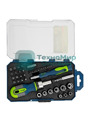 Отвертки Сибртех реверсивные с набором бит и торцевыми головками, 41 шт