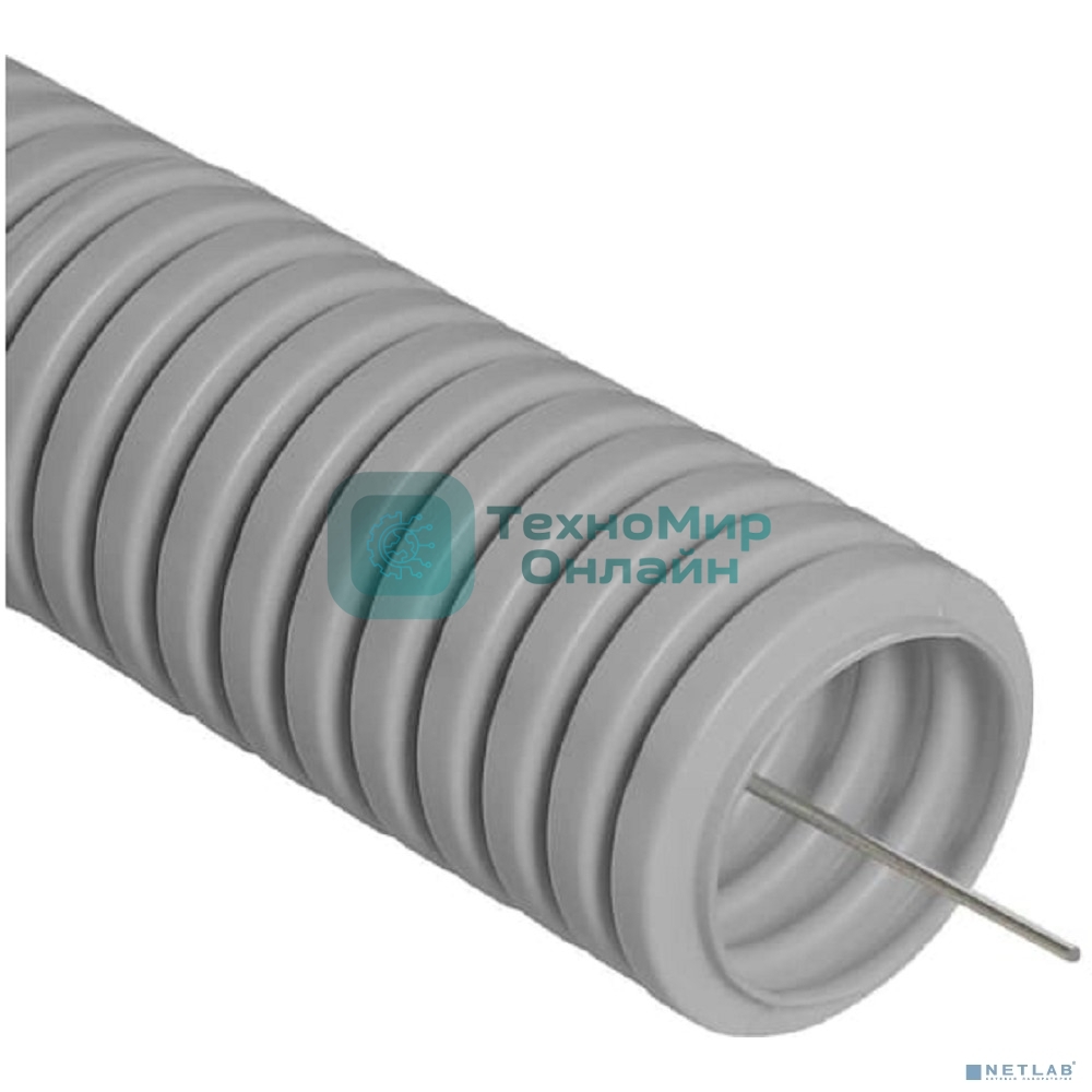 Труба гофрированная ПВХ серая с/з д25 (50 м/2600 м уп/пал) PR.032550 Строитель