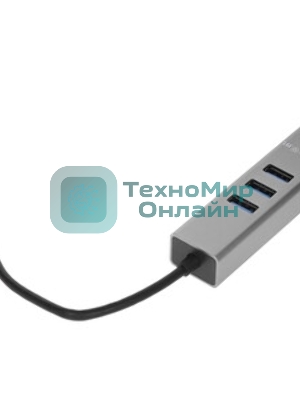 Переходник Telecom USB 3.1 Type-C -->RJ-45 1000Mbps +3 USB3.0, Aluminum Shell, 0.2м Telecom TA311C