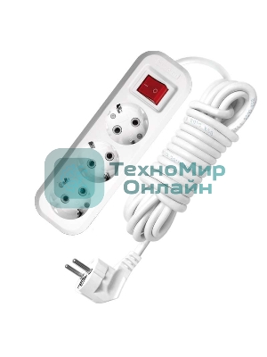 Удлинитель 3х5 м с заземл. 16А IP20 S-303 с выкл. ПВС 3х1 UNIVersal 9631987