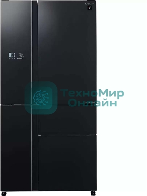 Холодильник Sharp SJWX99ABK черный четырехкамерный 423/227л морозилка снизу, No Frost, Side by Side