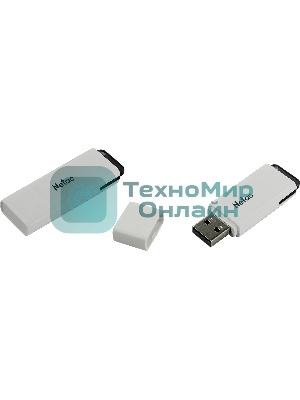 Флешка USB Netac U185 128Gb NT03U185N-128G-20WH, USB 2.0, с колпачком, пластиковая белая
