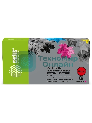 Картридж струйный Cactus CS-PFI321M PFI-321 M пурп.пигм. (300мл) для Canon imagePROGRAF TM-250/255/350/355
