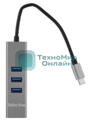 Переходник Telecom USB 3.1 Type-C -->RJ-45 1000Mbps +3 USB3.0, Aluminum Shell, 0.2м Telecom TA311C