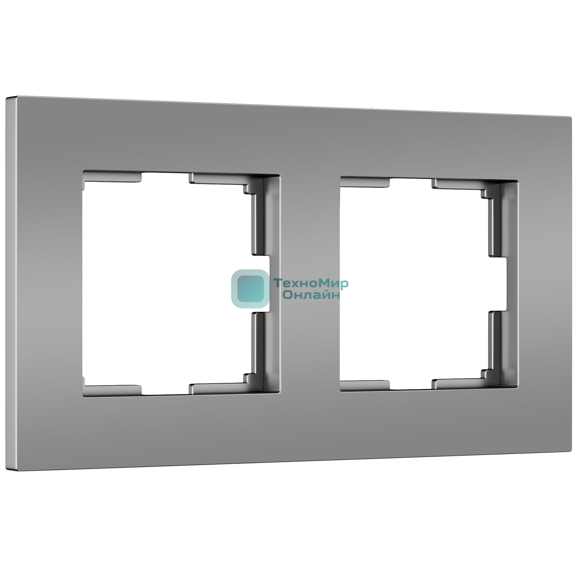 Рамка на 2 поста Slab (серебро софт) W0022965