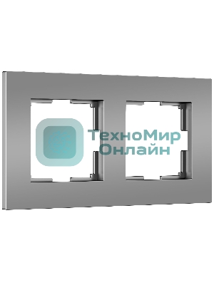 Рамка на 2 поста Slab (серебро софт) W0022965