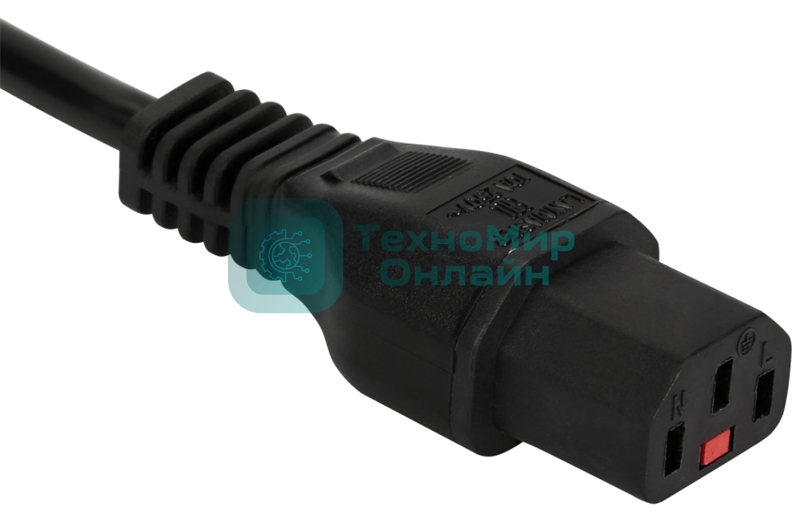 Шнур питания Lanmaster с блокировкой C13-Schuko прямая, 3х0.75, 220В, 10А, черный, 2 м