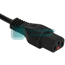 Шнур питания Lanmaster с блокировкой C13-Schuko прямая, 3х0.75, 220В, 10А, черный, 2 м