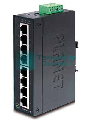 Коммутатор ISW-801T для монтажа в DIN рейку IP30 Slim Type 8-Port Industrial Fast Ethernet Switch (-40 to 75 degree C)