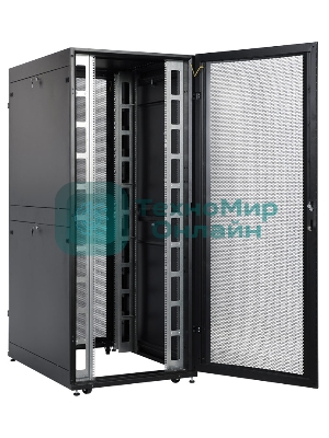 Шкаф серверный ПРОФ напольный 42U (800x1000) дверь перфор., задние двойные перфор., черный, в сборе