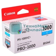 Картридж струйный Canon PFI-1000 C для IJ SFP PRO-1000 WFG. Голубой. 80 мл.