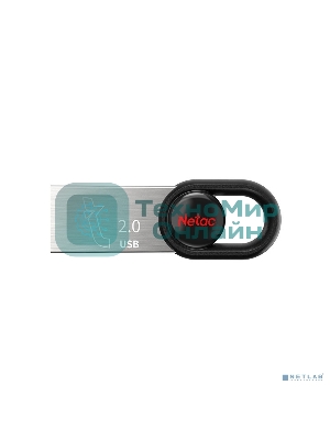 Флешка USB Netac UM2 (NT03UM2N-064G-20BK), 64Gb, USB 2.0, R/W 100/40, серебристый/черный