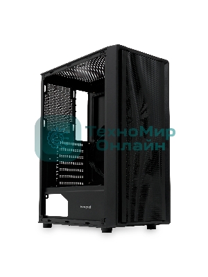 Компьютерный корпус без блока питания HSPD M530, Mesh Mid Tower, Black, TG, 0.4 SPCC, no fans ATX, mATX, mITX 155/290/200mm 2x2.5