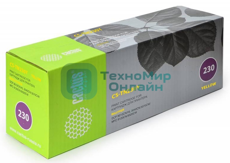 Картридж лазерный Cactus CS-TN230Y желтый (1400 стр.) для Brother HL-3040/3070, DCP-9010, MFC-9120/9320