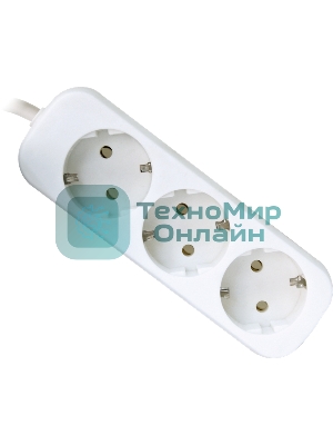 Удлинитель Defender E330 белый 3.0 м, 3 розетки 