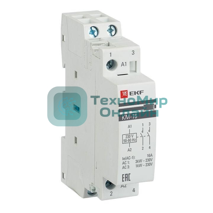 Контактор модульный EKF km-1-16-20 КМ 16А 2NO (1 мод.) PROxima