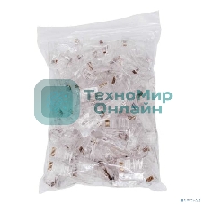Коннектор RJ-45, Filum FL-NA-PLUG6-1 6 кат., 8p8c, 30 мкм, универсальный, для одножильного и многожильного кабеля, уп/100 шт