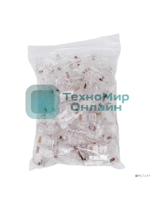 Коннектор RJ-45, Filum FL-NA-PLUG6-1 6 кат., 8p8c, 30 мкм, универсальный, для одножильного и многожильного кабеля, уп/100 шт