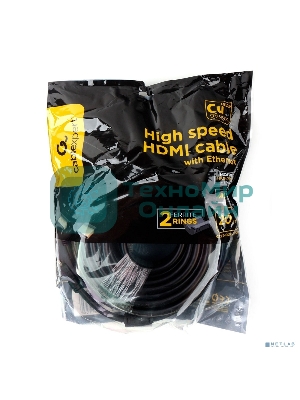 Кабель HDMI Cablexpert CCF2-HDMI4-20M, 19M/19M, v2.0, медь, позол.разъемы, экран, 2 фер.кольца, 20м, черный, пакет