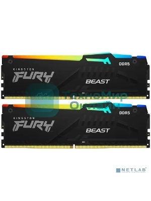 Оперативная память Kingston Fury Beast, DDR5, 16Gb (2x8GB), 5600MHz, CL40, DIMM, с радиаторами, RGB, черный