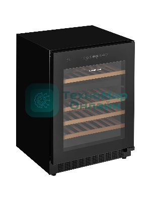 Винный шкаф Kuppersberg RBW 86, встраиваемый, High-Tech, объем 129 л, вместимость 46 бутылок, диапазон температуры 5-22 градусов, сенсорное открытие двери, 4 полки из бука, LCD дисплей, уровень шума 40 дБ, черный