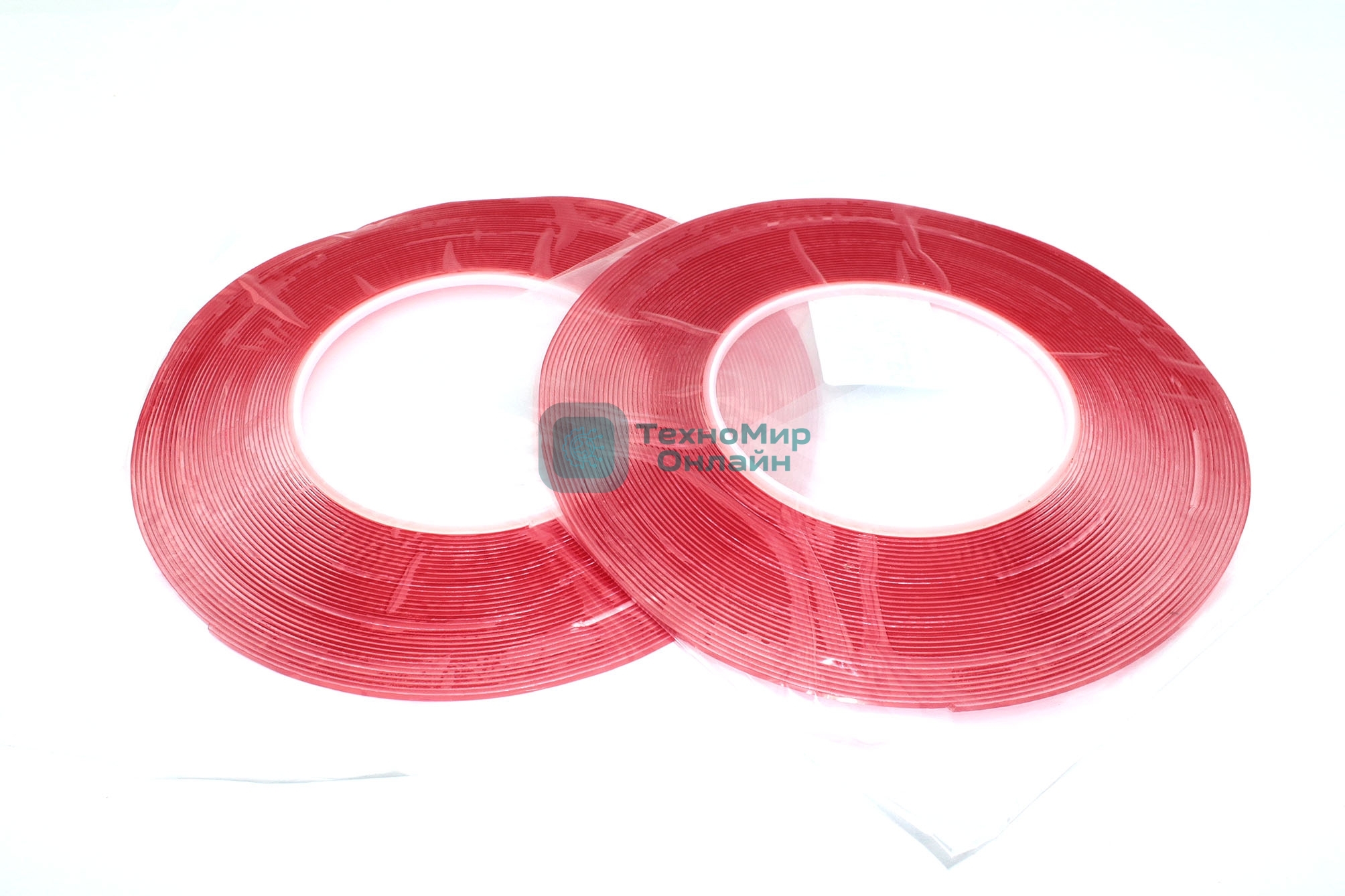 Скотч двусторонний прозрачный 3M с красной защитной лентой толщина 1 мм ширина 2 мм 10 м 2 шт. 112191