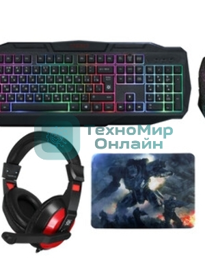(Из ремонта, рабочая, гарантия 7 дней) Комплект клавиатура+мышь Defender Target MKP-350 проводной, USB, 3200 DPI, чёрный/красный