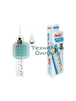 Сетевой фильтр Buro 500SH-1.8-W 1.8 м, 5 розеток, белый, коробка